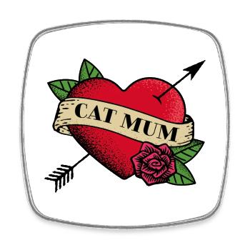Herz Tattoo Katze Mama - Viereckiger Kühlschrankmagnet - Weiß - Vorne