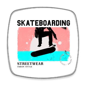 Skateboarding Skate Skater Skateboard Sk8 Vintage - Magnet carré - blanc - Devant