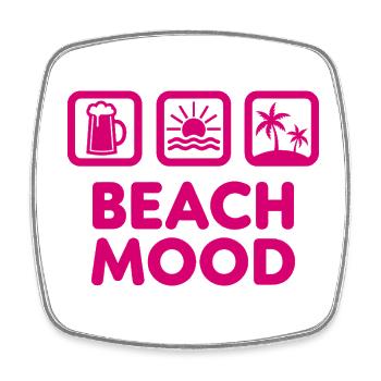 Beach Mood Summer Sun Sea Beer - Square fridge magnet - white - Front