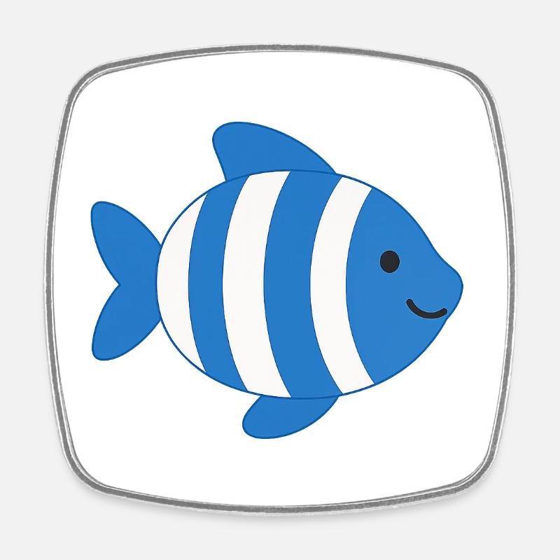Poisson rayé - Magnet carré - blanc