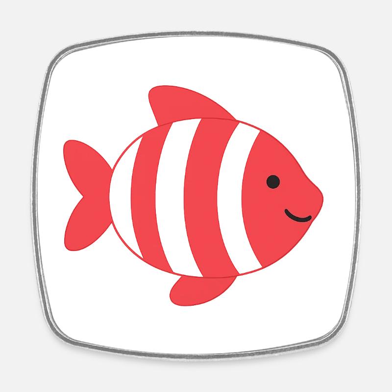 Poisson à rayures - Magnet carré - blanc