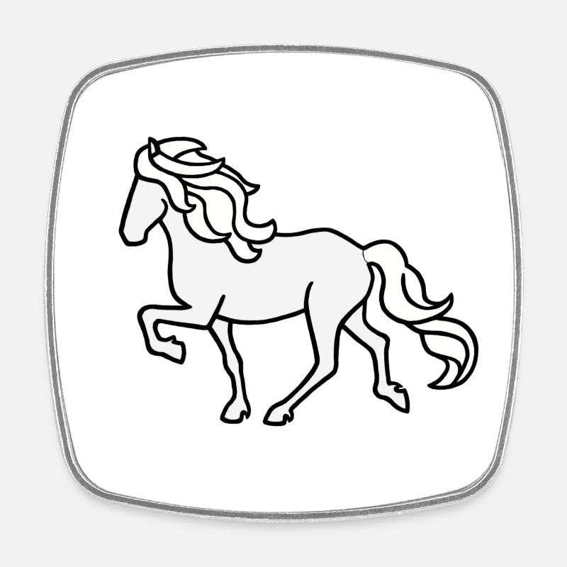 Cheval islandais, cheval blanc, brillant - Magnet carré - blanc