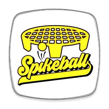 Farben änderbar | Roundnet Spikeball Fun - Viereckiger Kühlschrankmagnet - Weiß - Vorne