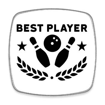 Best player (bowling pins, bowling ball, stars) - Square fridge magnet - white - Front