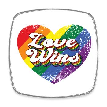 Love Wins LGBTQ Regenbogen Herz - Viereckiger Kühlschrankmagnet - Weiß - Vorne