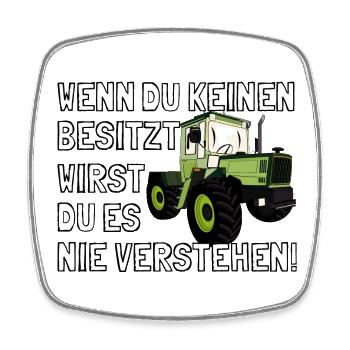 Unimog - Oldtimer - Offroad - 4x4 - MB Trac - Viereckiger Kühlschrankmagnet - Weiß - Vorne