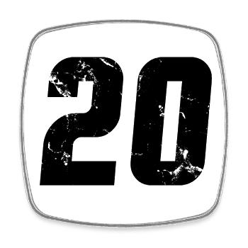 Cool Number 20 - 20 Years Old 20th Birthday Gift - Square fridge magnet - white - Front