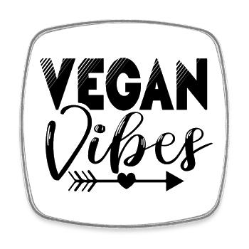 Vegan Vibes - Viereckiger Kühlschrankmagnet - Weiß - Vorne
