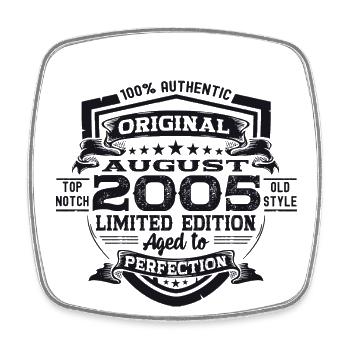 18ème Anniversaire Homme Original Août Millésime 2005 - Magnet carré - blanc - Devant