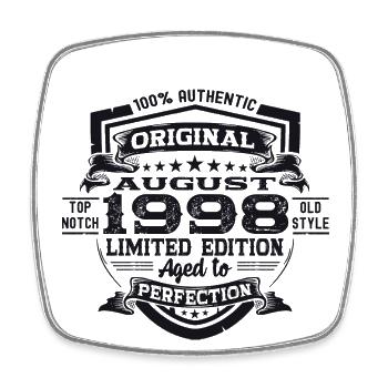 25th Birthday Man Original August Vintage 1998 - Square fridge magnet - white - Front