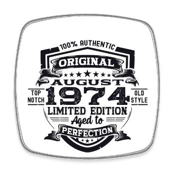 49th Birthday Man Original August Vintage 1974 - Square fridge magnet - white - Front
