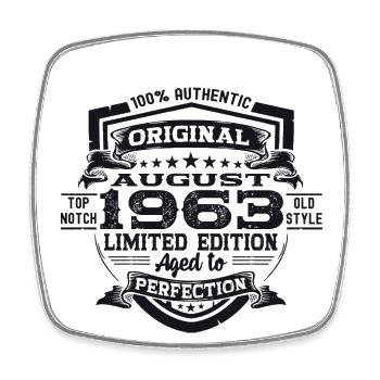 60th Birthday Man Original August Vintage 1963 - Square fridge magnet - white - Front