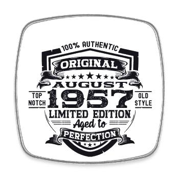 66th Birthday Man Original August Vintage 1957 - Square fridge magnet - white - Front
