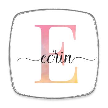E| Monogramme | Nom | ÉcrinAquarelle - Magnet carré - blanc - Devant