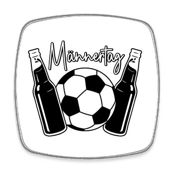Vatertag Fußball Papa Sohn Baby Flaschen Männertag - Viereckiger Kühlschrankmagnet - Weiß - Vorne