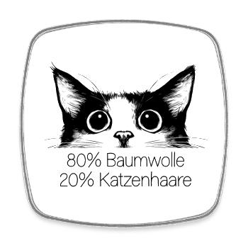 Katze 80% Baumwolle 20% Katzenhaare Lustig Spruch - Viereckiger Kühlschrankmagnet - Weiß - Vorne