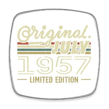 Juli 1957 Originales Geburtstagsgeschenk 1957 - Viereckiger Kühlschrankmagnet - Weiß - Vorne