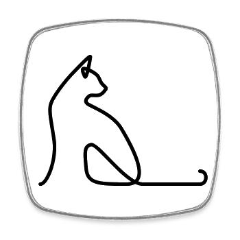 Cat 02 - Square fridge magnet - white - Front
