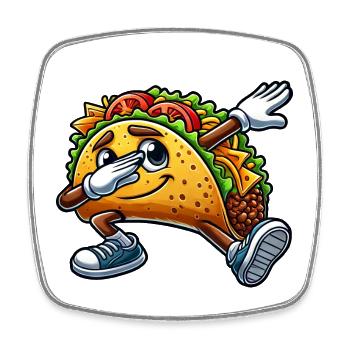 Süßer Taco Cartoon Dabbing Tanz - Viereckiger Kühlschrankmagnet - Weiß - Vorne