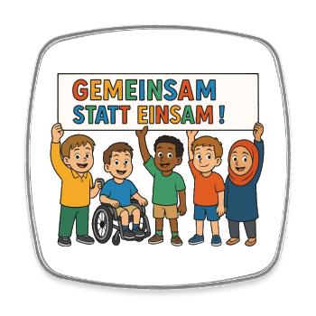 Gemeinsam statt einsam - Viereckiger Kühlschrankmagnet - Weiß - Vorne