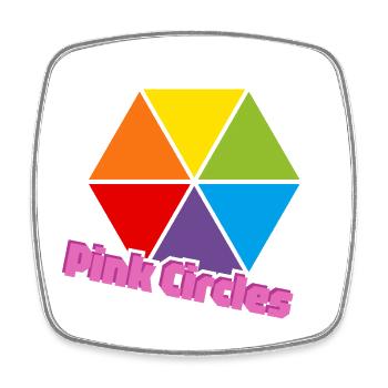 Bunte Dreiecke Rosa Kreise - Viereckiger Kühlschrankmagnet - Weiß - Vorne