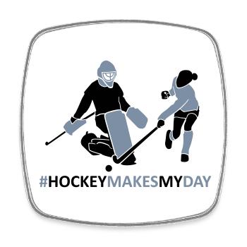 Hockey goalie and player - Square fridge magnet - white - Front