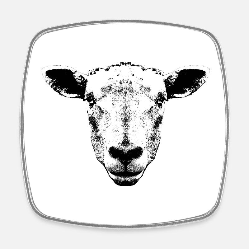 Sheep / Portrait / Head - Square fridge magnet - white
