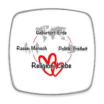 Geburtsort Erde, Mensch, Freiheit, Liebe - Viereckiger Kühlschrankmagnet - Weiß - Vorne