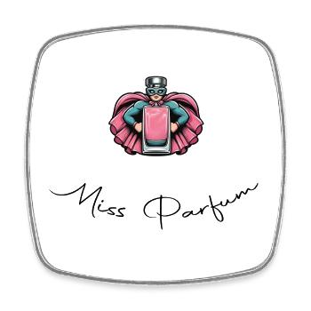 Miss Parfum - Superheldin - Viereckiger Kühlschrankmagnet - Weiß - Vorne