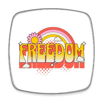 Freedom, Peace, Justice, Tolerance, Love - Square fridge magnet - white - Front