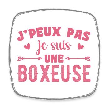 Ich kann nicht, ich bin Boxer - Viereckiger Kühlschrankmagnet - Weiß - Vorne