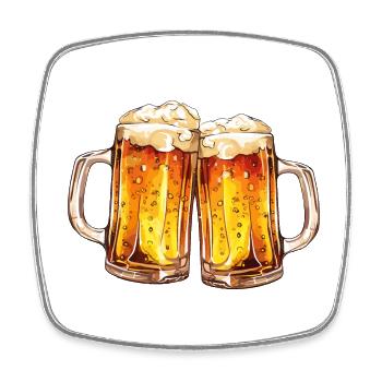 Bierkrug Bierkrüge Biergläser Bier Saufen Alkohol - Viereckiger Kühlschrankmagnet - Weiß - Vorne