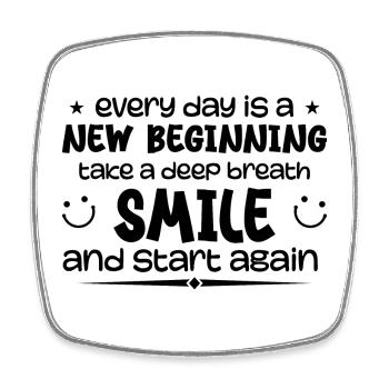 Everyday is a new beginning - Inspirational - Square fridge magnet - white - Front