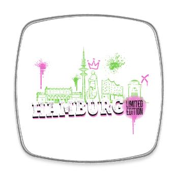 Hamburg Skyline Stadt Deutschland Graffiti - Viereckiger Kühlschrankmagnet - Weiß - Vorne