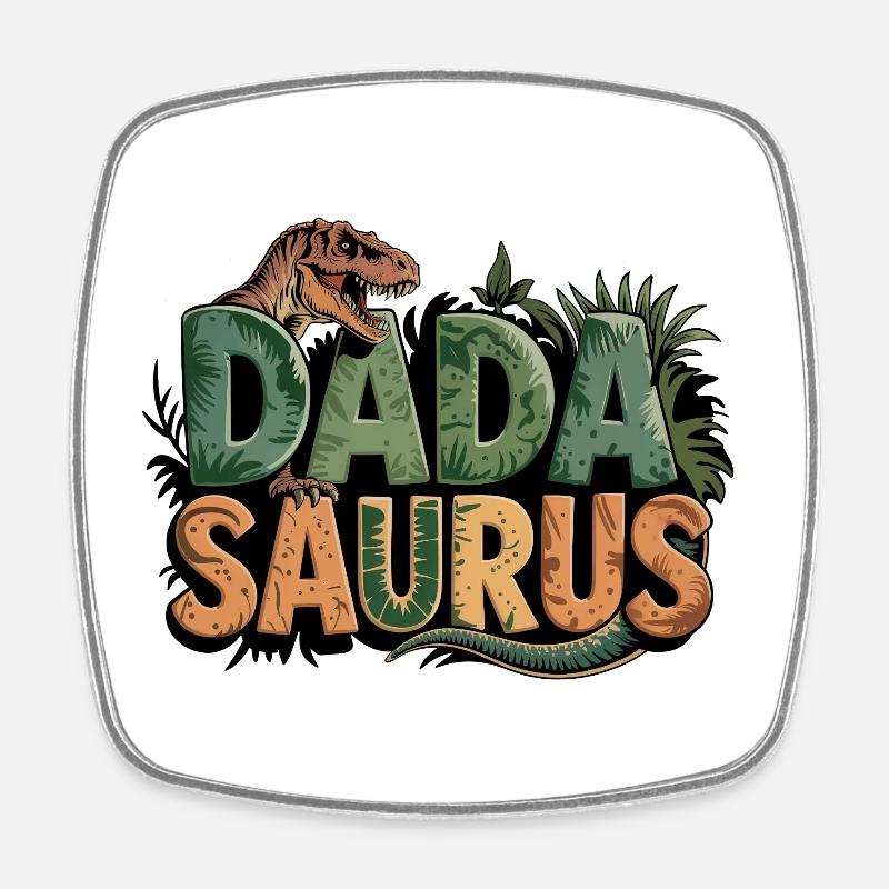 Dinosaurier Papa Saurus Geschenk Papa - Viereckiger Kühlschrankmagnet - Weiß