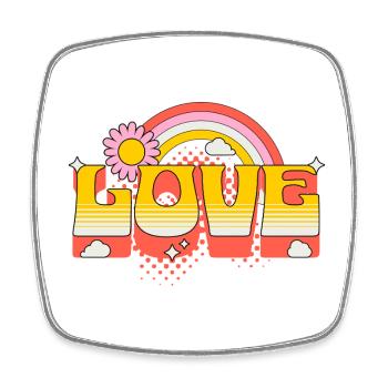 Love Scripture Flower Rainbow Clouds Art - Square fridge magnet - white - Front