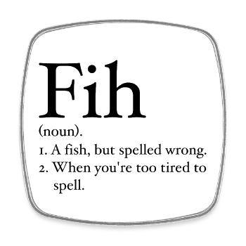 Lustiger Fih Fisch Meme Fisch Fih Lustiger falsch geschriebener Fisch - Viereckiger Kühlschrankmagnet - Weiß - Vorne