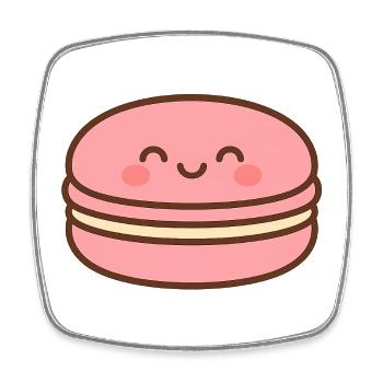 Kawaii pink smile macaron - Square fridge magnet - white - Front