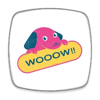 Graphique Dog wow - Magnet carré - blanc - Devant