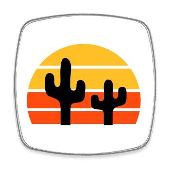 Two cacti in front of a half-sun - Square fridge magnet - white - Front
