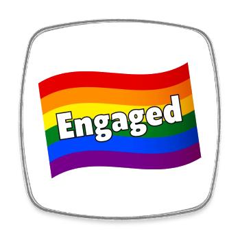Gay Pride gay people engaged gay fiancée fiancee - Magnet carré - blanc - Devant