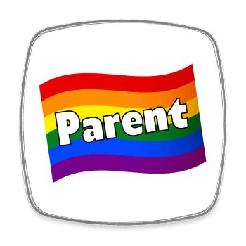 Gay Pride gay papa lesbienne maman gay parents LBGTQ - Magnet carré - blanc - Devant