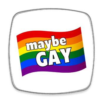 Maybe Gay maybe not gay rainbow flag LGBQ pride - Square fridge magnet - white - Front