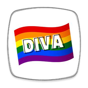 DIVA Fabulous Rainbow Flag Gay Pride LGBT LGBTQ - Square fridge magnet - white - Front