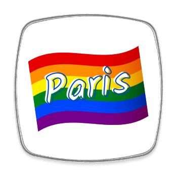 Gay Pride Paris France rainbow flag LGBT LGBTQ - Square fridge magnet - white - Front