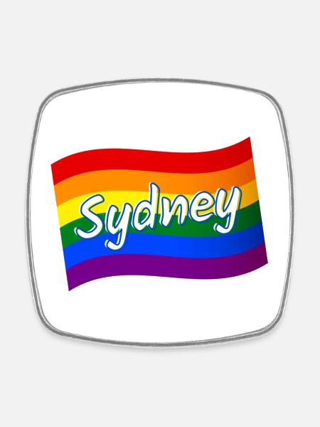 Gay Pride Sydney Australia rainbow flag LGBT LGBTQ - Square fridge magnet - white