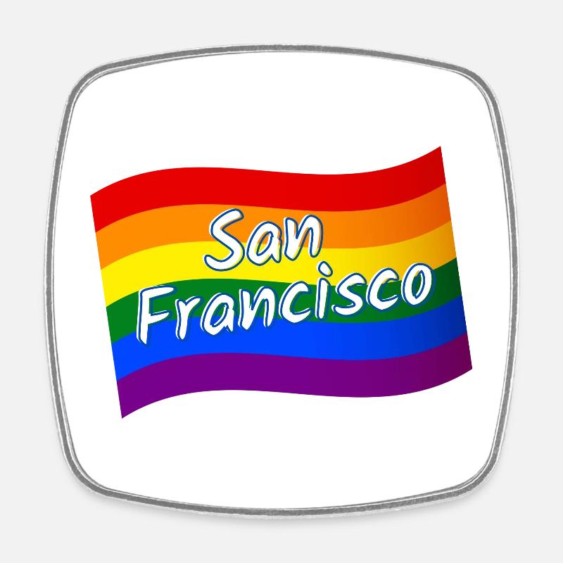 Gay Pride San Francisco drapeau arc-en-ciel LGBT LGBTQ - Magnet carré - blanc