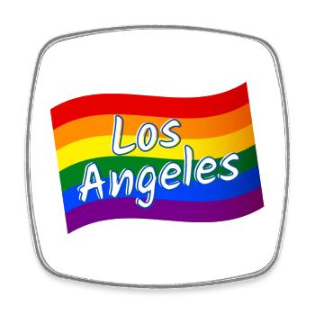 Gay Pride Los Angeles rainbow flag LGBT LGBTQ - Square fridge magnet - white - Front
