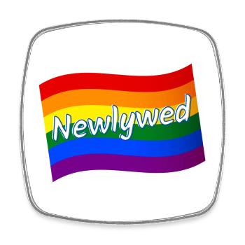 Gay pride Newlywed just married rainbow flag LGBT - Square fridge magnet - white - Front