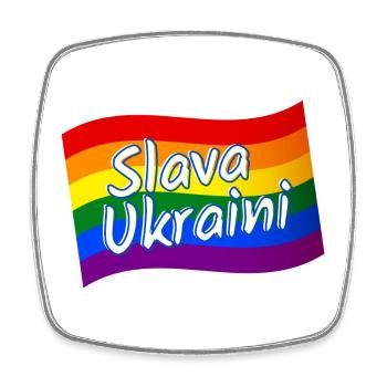 Slava Ukraini Slava Ukraine Rainbow Flag LGBTQ gay - Square fridge magnet - white - Front